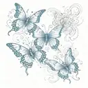  blue Butterflies are burning up  tattoo design idea