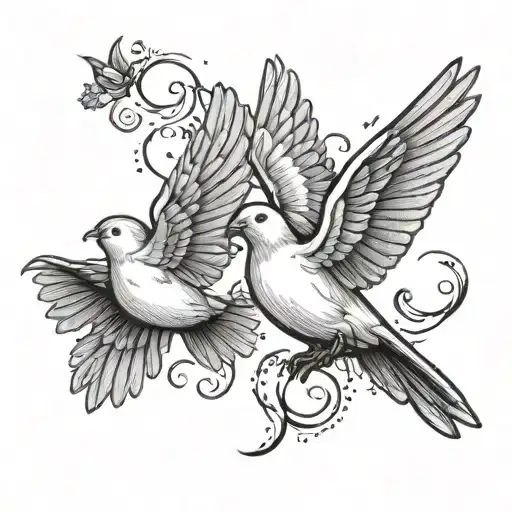 doves flying tattoo design idea