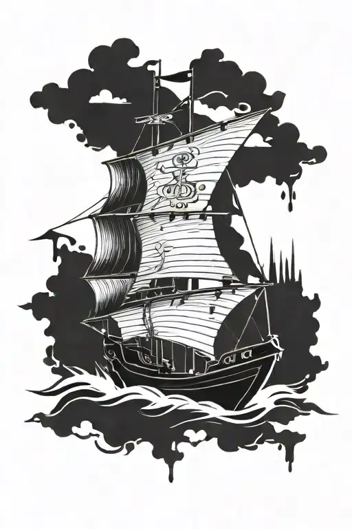 boat walking the plank with scroll and everlong lyrics  tattoo design idea