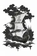 boat walking the plank with scroll and everlong lyrics  tattoo design idea