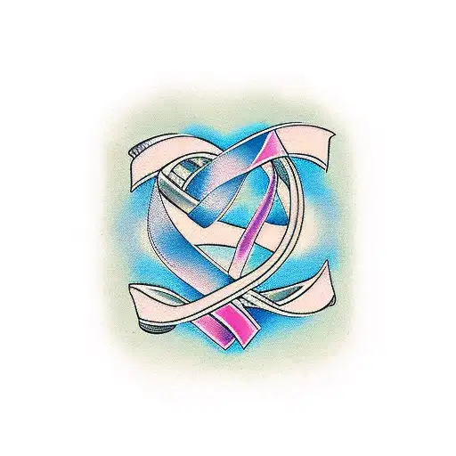 Breast Cancer Ribbon with the Word Matthews tattoo design idea