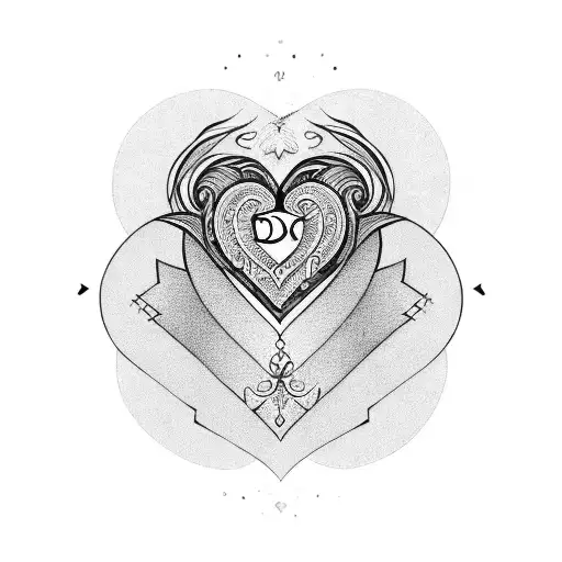 A stylized heart design incorporating the initials of your husband and daughter tattoo design idea