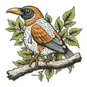 Branch with the Number  42, bird tattoo design idea