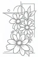 cross with daisy flower tattoo design idea