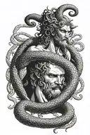 Ophiuchus - the god Asclepius holds two snakes, one good, the other evil tattoo design idea