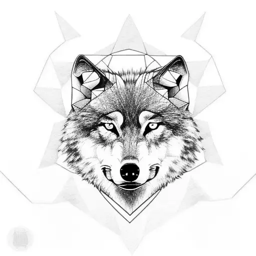 Wolf with a soccer player in his eyes and landscape background tattoo design idea