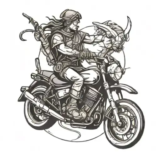 sagittarius archer riding motorcycles tattoo design idea