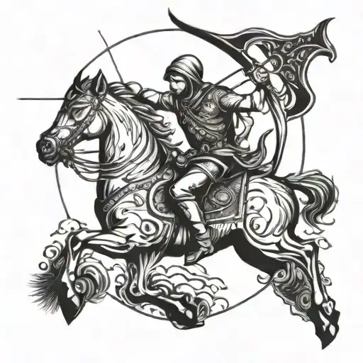 sagittarius archer riding tattoo design idea