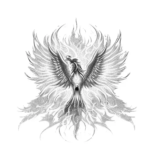 Flaming phoenix rising from the ashes tattoo design idea