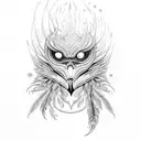 Intricate welding torch surrounded by fiery feathers tattoo design idea