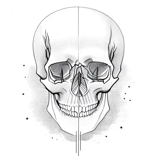 skull with linear spheres tattoo design idea