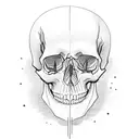 skull with linear spheres tattoo design idea