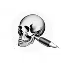 skull with linear spheres tattoo design idea