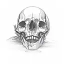 skull with linear spheres tattoo design idea