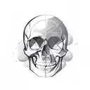 skull with linear spheres tattoo design idea