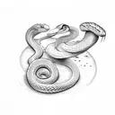 snake facing down tattoo design idea