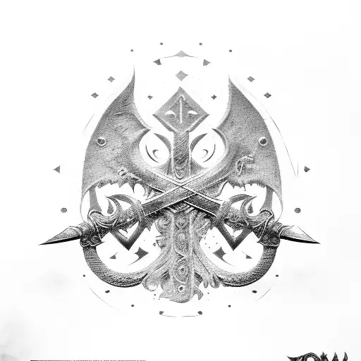 Old Kratos, valkyria, blades of chaos, axe of leviathan, nordic symbols, god of war logo,  tattoo design idea