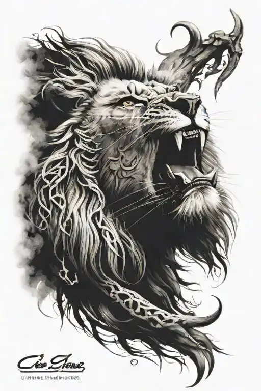 lion claws and Arabic calligraphy tattoo design idea