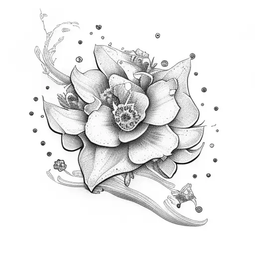 Dotwork Larkspur Flower Tattoo Idea