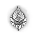 A lifelike seashell with 'Amanda' written inside, as a symbol of her love for the beach tattoo design idea