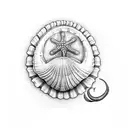 A lifelike seashell with 'Amanda' written inside, as a symbol of her love for the beach tattoo design idea