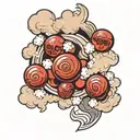the Akatsuki cloud carrying 7 dragon balls tattoo design idea