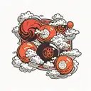 the Akatsuki cloud carrying 7 dragon balls tattoo design idea