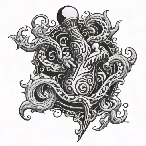 good djinn coming out of bottle floating tattoo design idea