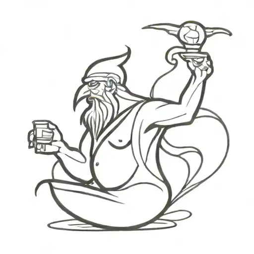 kind  djinn coming out of bottle tattoo design idea
