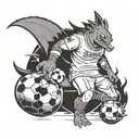 A Gengar-inspired soccer player wearing a FC Barcelona jersey tattoo design idea