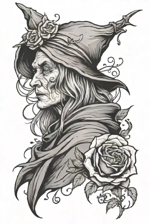 Crone With a rose burned tattoo design idea