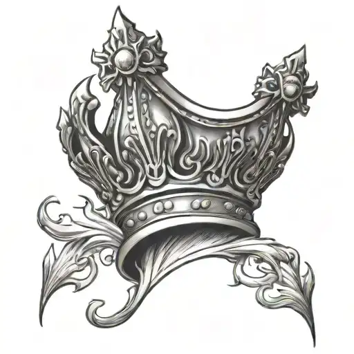 crown with fire flames tattoo design idea
