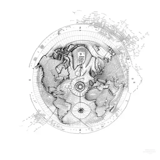 A map of the world with a trail of footprints leading to a crown, representing the client's leadership and love for exploring tattoo design idea