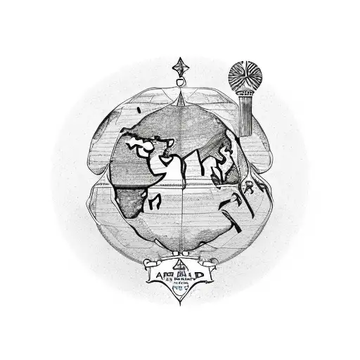 A map of the world with a trail of footprints leading to a crown, representing the client's leadership and love for exploring tattoo design idea