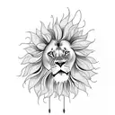 A sunflower field with a powerful lion standing tall amidst the flowers tattoo design idea