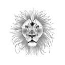 A sunflower field with a powerful lion standing tall amidst the flowers tattoo design idea
