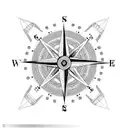A compass rose surrounded by intricate tribal patterns tattoo design idea
