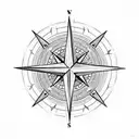 A compass rose surrounded by intricate tribal patterns tattoo design idea