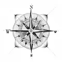 A compass rose surrounded by intricate tribal patterns tattoo design idea