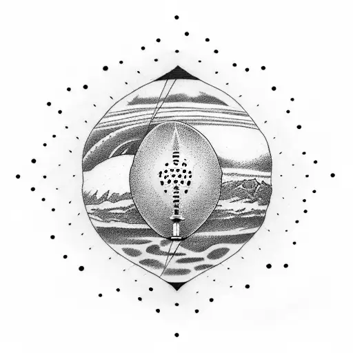 disc golf on saturn tattoo design idea