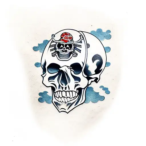 pirate ship skull  tattoo design idea