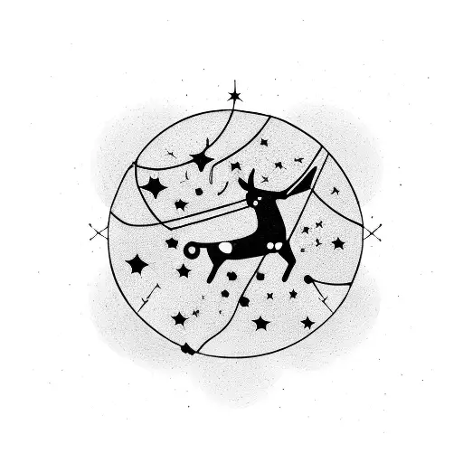 A cow jumping over a constellation of roller skates tattoo design idea