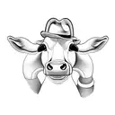 A cow wearing a hat and roller skates tattoo design idea