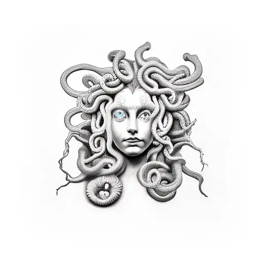 psychedelic medusa  tattoo design idea