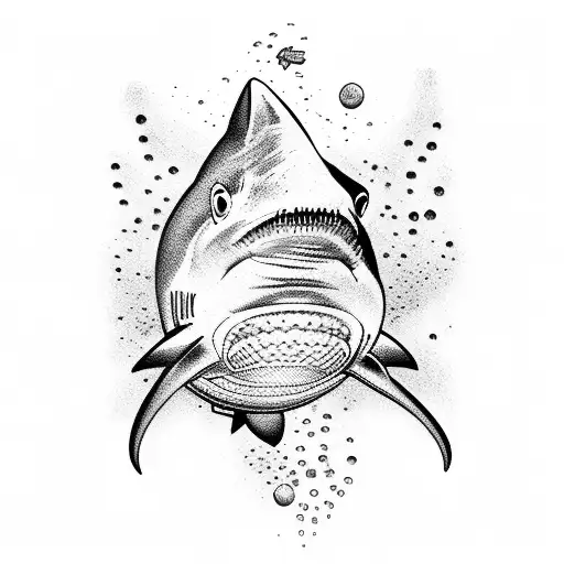 scuba diver with shark tattoo design idea