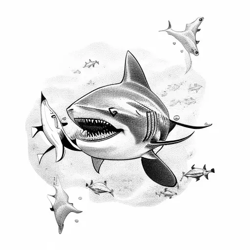 scuba diver shark tattoo design idea