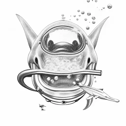 scuba diver @ shark tattoo design idea