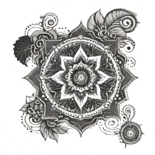 Design a dotwork mandala incorporating elements from EXO's music videos tattoo design idea