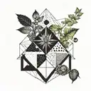 A geometric design incorporating elements of EXO's logo and plant imagery tattoo design idea