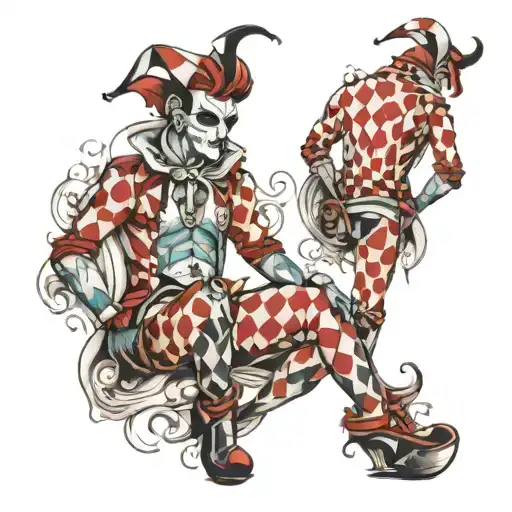 harlequin full body ace tattoo design idea